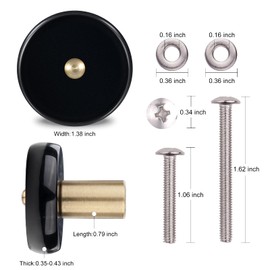 KYEYGWO 4 Pieces Obsidian Natural Crystal Furniture Knobs with Screw, Round Stone Drawer Knobs, Brass Cabinet Knobs, Decoration Gemstone Door Knobs, Circular Dresser Knobs, Pull Handle