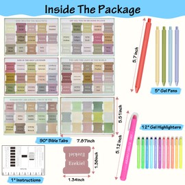DazSpirit 12 Bright No Bleed Bible Gel Highlighters & 5 Pens with 90 Laminated Bible Tabs, Aesthetic Bible Journaling Kit School Supplies for Women & Men(73 Pre-Printed & 17 Blank Tabs)