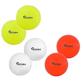 Kosma Set of 6 Smooth Hockey Balls | Outdoor Sports Practice Training Ball (2Pc White, 2Pc Yellow, 2Pc Orange)