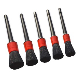 CAASFOOY 5 Pcs Car Detailing Brush,Auto Detailing Brush Set Perfect for Car Motorcycle Automotive Cleaning Wheels, Dashboard, Interior, Exterior,Air Vents, Leather, Engine, Air, Emblems(Red)