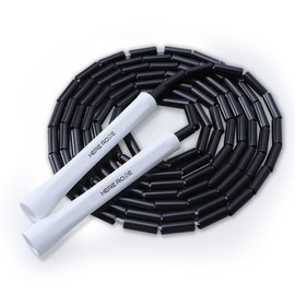 Black Beaded Jump Rope, Unbreakable Handles & Shatterproof Beads for Enhanced Fitness Training, Adjustable Beaded Jump Ropes for Kids, Men & Women (Black)