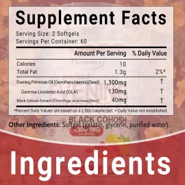 Evening Primrose Oil Capsules 1300mg - Healthy Skin Supports, Hormonal Balance