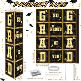 Vivantia 8 Pieces Extra Large 2025 Graduation Yard Signs 47 Inch Class of 2025 Graduation Decorations with Stakes Polyhedral Outdoor Congrat Grad Lawn Signs for Senior School College Party, Black Gold