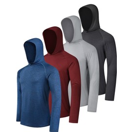 OYGSieg Men's Athletic Hoodies Long Sleeve Fishing Shirts for Men UPF SPF UV Sun Protection Shirts Lightweight Rash Guards M