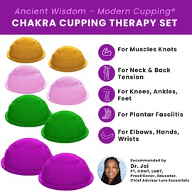 Lure Essentials Cupping Therapy Set 8 Professional Silicone Cupping Cups for Muscle Knots, Joints, Muscles, Arms and Feet
