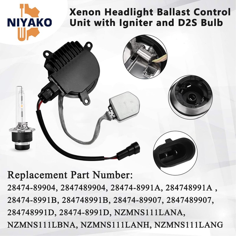 Niyako Xenon HID Ballast Headlight Control Unit with D2S Bulb