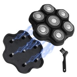 Glatzen Rasierer Ersatzklingen, 7D Kopfrasierer für Glatzen Rasierer Herren, Magnetische Schwimmender Ersatzkopf für Glatzenrasierer, Universal 7 Kopf Wasserdicht Rasierkopf Nass und Trocken