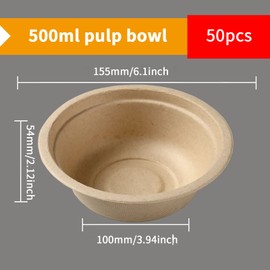 Fayear 50-Pack Disposable Paper Bowls, Biodegradable and Compostable, Eco-Friendly Disposable Bowls, Perfect for Party and Picnics (17 oz), Bagasse Pulp