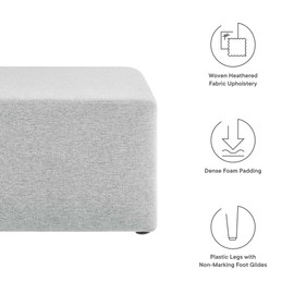 Modway Callum 28 Inch Square Ottoman in Heathered Weave Light Gray - Heathered Woven Fabric - Versatile Coffee Table and Footrest - Couch Ottoman - Living Room Accent Table - Large Footstool
