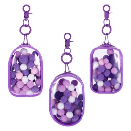 NYTGAH 3 Pack Clear Figure Display Bag with Keychain with 3 Sgapes,Waterproof&Dustproof Blind Box Keychain Pouch with Zipper(Purple)
