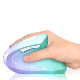 Lekvey Ergonomic Mouse, Vertical Wireless Mouse, Rechargeable 2.4G Optical Carpal Tunnel Mice: 800/1200 / 1600 DPI, 6 Buttons, for Laptop, PC, Computer, Desktop, Notebook etc, Green Purple