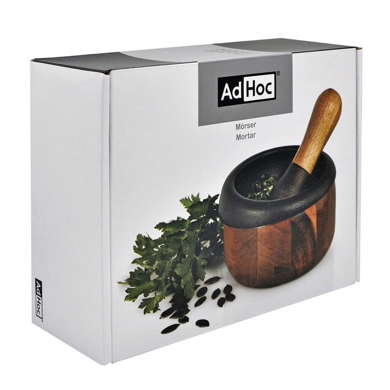 AdHoc MO20 CRUSH Pestle & Mortar | Cast Iron/Acacia Wood