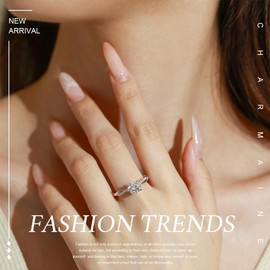 JEYORZY 1 Piece Silver Rings for Women Adjustable Engagement Ring Wedding Rings Shiny Cubic Zirconia Ring Finger Ring Wedding Rings Engagement Promise Ring Anniversary for Women Couple Ring Jewellery