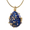Quiges Woman Faberge Style Russian Egg Pendant Flowers Ladybird Blue