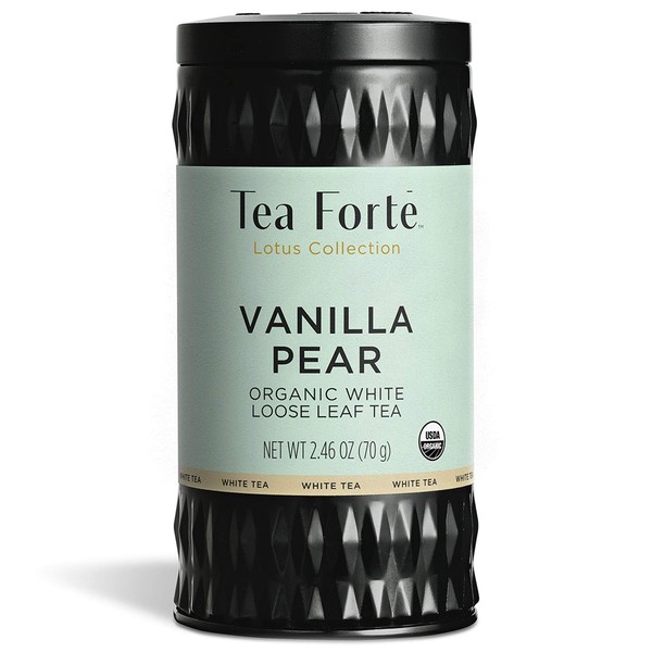Tea Forte Lotus orgánico té blanco pera, 2.46 onzas de hoja suelta de té