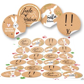 Logbuch-Verlag Easter Stickers in Kraft Paper Look, Brown, White