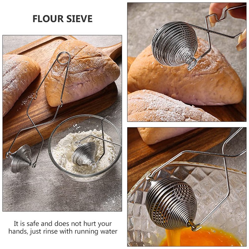 Flour Sifter Net Baking Flour Duster Spring- Action Flour Sieve