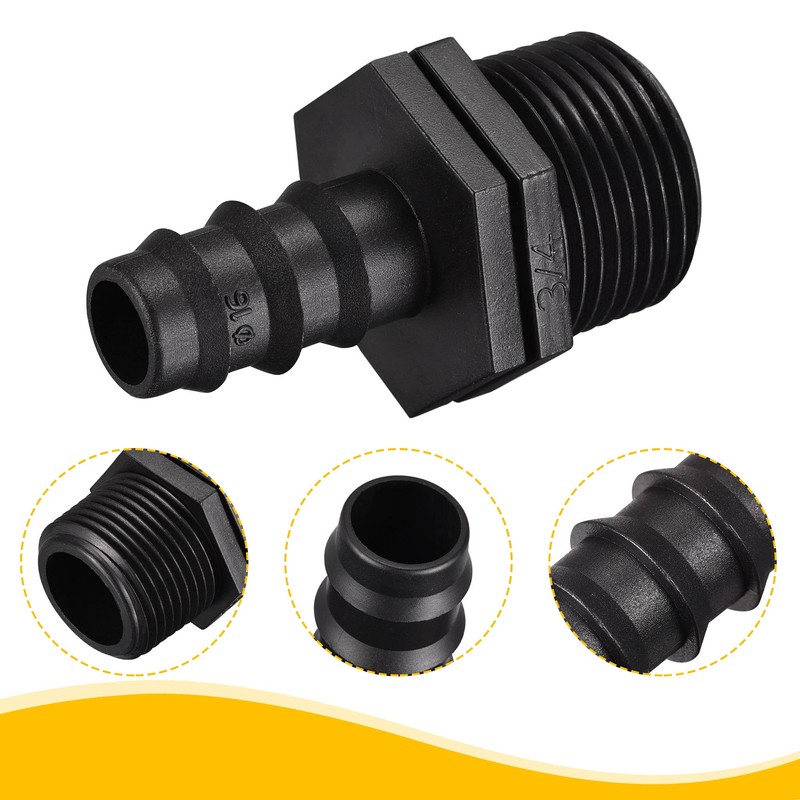 sourcing map Drip Irrigation Fittings 15.5mm Barbed to G3/4 Male