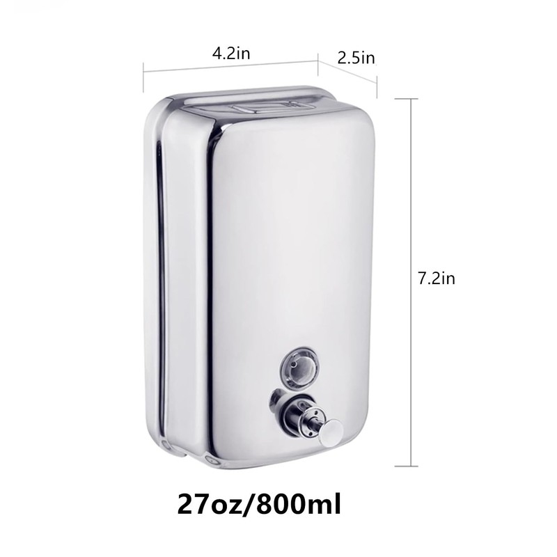 2 Pack Commercial Soap Dispenser Wall Mount Stainless Steel Manual