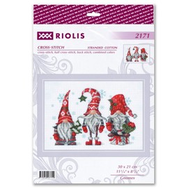 RIOLIS - Gnomes 2171, Christmas Cross Stitch Kits 11¾"x8¼, Cross Stitch Kits for Beginners & Advanced, Cross Stitch Kits for Adults, Counted Stitching Kits, Embroidery Kit Christmas