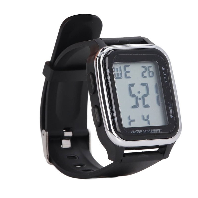 Digital Watch EL Backlit Waterproof Multifunctional Stylish Square Watch for