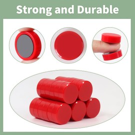 QOJOPU Fridge Magnets - 20Pcs Cute Mini Refrigerator Magnets for Classroom Organization, Kitchen Memo & Office Decor, Round Small Strong Heavy Duty Magnets for Whiteboards Fridge Adults Locker (Red)