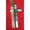 CHRISTIAN CATHOLIC ST. BENEDICT CRUCIFIX SILVER WHITE 7.5" X3.5 Inches