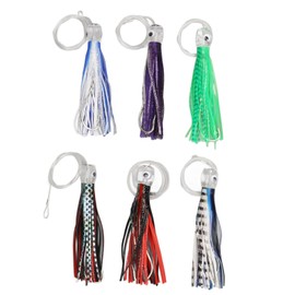 6 PCS 6.1in Squid Fishing Lure Skirts with 3D Eyes Shiny Body Saltwater Trolling Lure for Fishing