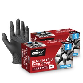 London Labs Black Nitrile Gloves- 4 Mil Thick, Disposable Multi-Purpose Nitrile Gloves–Latex&Powder-Free (XS,S,M,L,XL,XXL) (200, Medium)