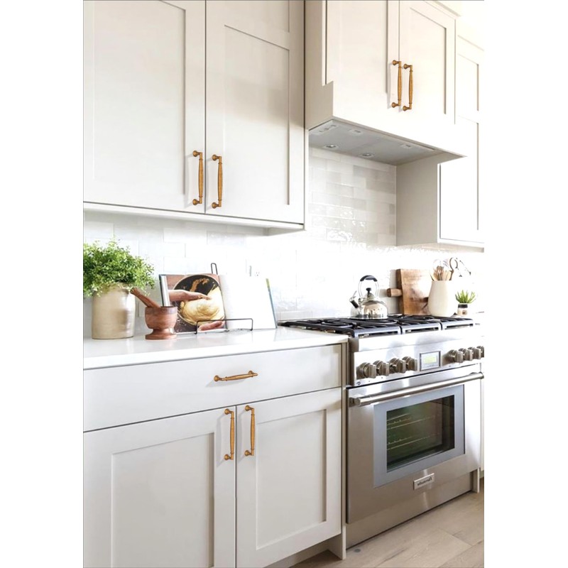 Asimerdeco 10 Pack Antique Brass Cabinet Pulls 5 Inch(128mm) Kitchen
