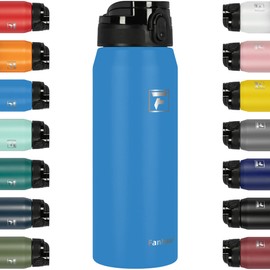 Fanhaw Insulated Water Bottle with Hugging Lid - 24oz Double Wall Vacuum Stainless Steel Reusable Leak and Sweat Proof Sports Water Bottle Dishwasher Safe with Dust Resistant Lid with Wide Mouth (Sky Blue)