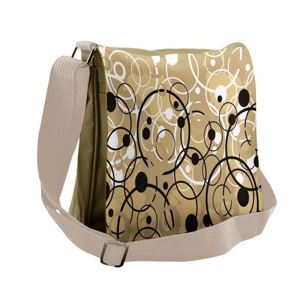Ambesonne Tan Messenger Bag, Funky Grungy Retro, Unisex Cross-body