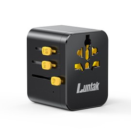 Universal Travel Adapter Worldwide,International Power Adapter with 2 USB-A&2 USB-C&1 AC Outlet,All in One European Travel Plug Adapter for EU/UK/US/AU Over 200+ Countrie/Region(Type A/C/G/I)-Black