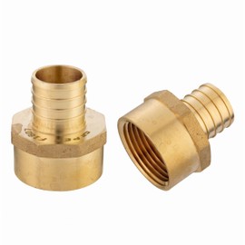 (Pack of 2) EFIELD Pex 1" X 3/4" Female NPT Thread Adapter Barb Crimp Brass Fittings, ASTM F1807,(PEX1807047)