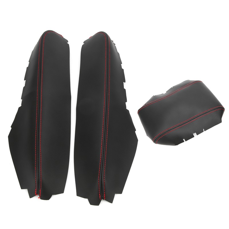 3pcs Center Console Armrest Pad Covers PU Leather Protectors Fit
