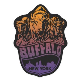 Die Cut Sticker Buffalo, New York, Contour Vinyl Sticker 1 to 3 inches (Waterproof Decal for Cars, Water Bottles, Laptops, Coolers), Small