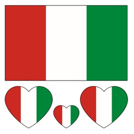 100pc Italian Flag Tattoo Stickers, 25-Sheet IT Italy National Flags Face Temporary Tattoo Adult, Patriotic Small Italian Flag Fake Tattoo for Men Women Kid Party Decoration