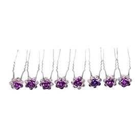 Frcolor Pack of 20 Wedding Bridal Rhinestone Hair Pins Beautiful Crystal Flowers Hair Accessories (Purple)