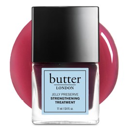 butter LONDON Nail Strengthener for Damaged Nails, Jelly Preserve (Strawberry Rhubarb) - Pink Translucent Finish Nail Polish Strengthens, Nourishes & Rejuvenates Nail Beds & Roots - Nail Care Products