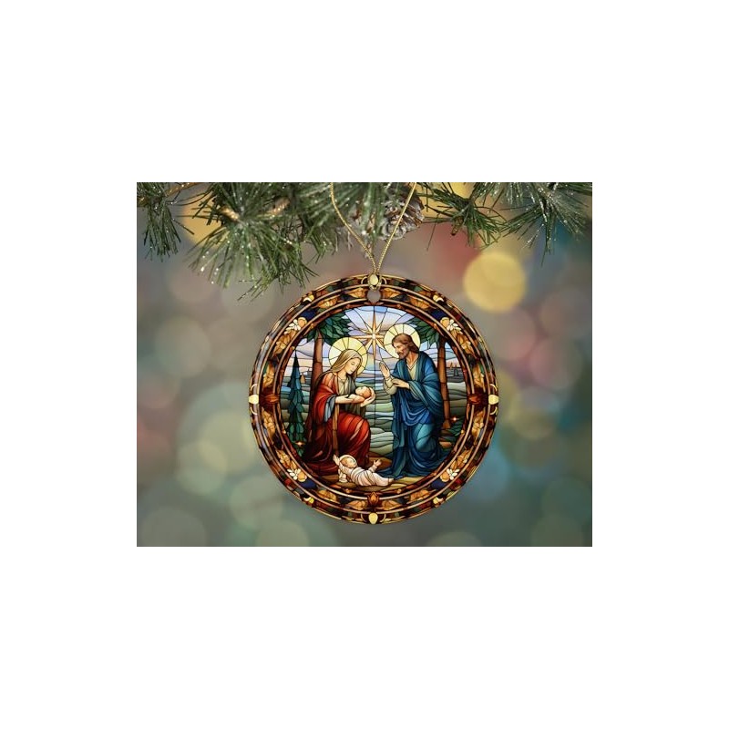 Stained Glass Christmas God Ornament Ceramic, Ornament Ceramic, Stained Glass