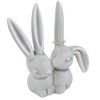 Creative Co-Op Decorative Ceramic Bunny Rabbit Figurine, Gray Ring Holder,
