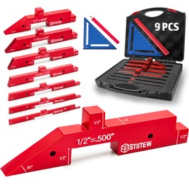 Setup Blocks Woodworking Tools – 7 PCS Aluminum Router Table Setup Bars, Height Gauge Block Set for Router Table & Table Saw Accessories, Precision Router Depth Gauge, Woodworking Set-Up Blocks (Red)