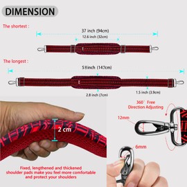 Shoulder Strap 58" Universal Handbag Strap with Ultra-thick Fixed Padded and Dual Balanced Adjustable Buckles Shoulder Crossbody Strap for Briefcase Messenger Bag Laptop bag Luggage，Black Red Jacquard