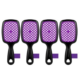 Aussumy Vented Detangling Hair Brush - 4 Pack Detangler Hairbrush with Soft Bristles for Effortless Tangle Free - Ideal for Wet Dry or Damaged Hair for Women Men Kids