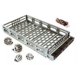 Integy Realistic 1/10 Scale Alloy Luggage Tray 192x106x24mm with 4 LED Spot Light Set