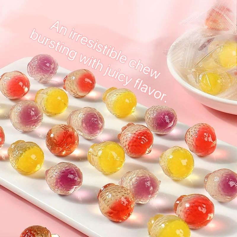 Juicy Filled Fruit Gummies – Individually Wrapped, Soft Chewy Candy