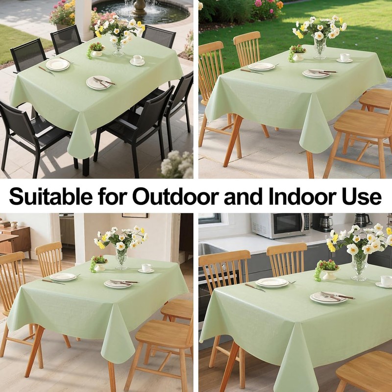Wondwrla Rectangle Tablecloth, Vinyl Tablecloths with Flannel Backing, Waterproof Wipeable