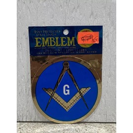 Vintage Masonic Lodge Decal -  Square And Compass 3" Round Shield -New Old Stock