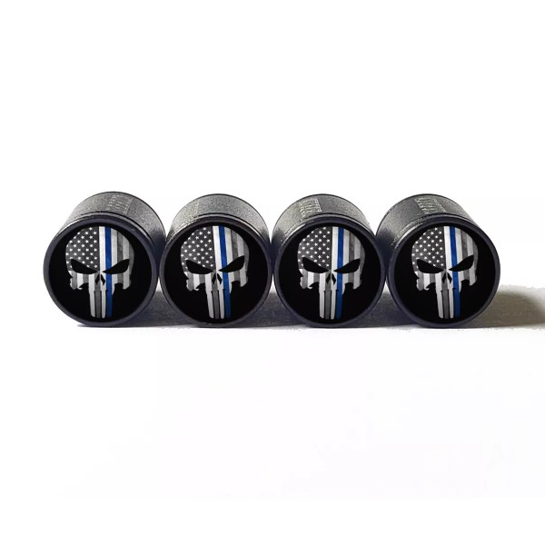 BGM Punisher Police Blue Line Valve Stem Caps - Aluminum