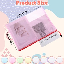 24pcs Plastic Mesh Zipper Pouch Bags A3 17x12 Inch Colorful Large Zipper Puzzle Bags Reusable Waterproof Mesh Pouch for Office Supplies Organization Puzzles and Games Board Game Organization